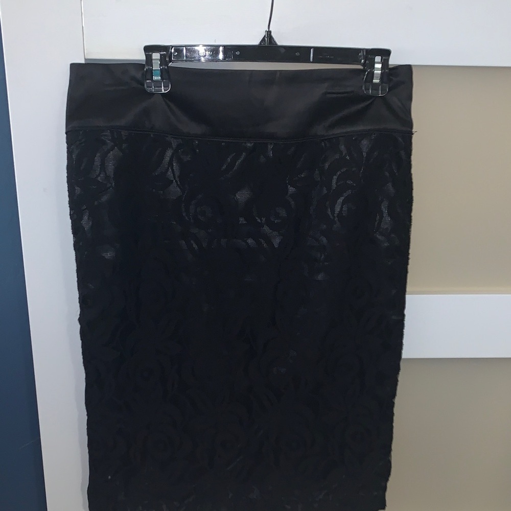 Dalia Collection Black Lace Pencil Skirt